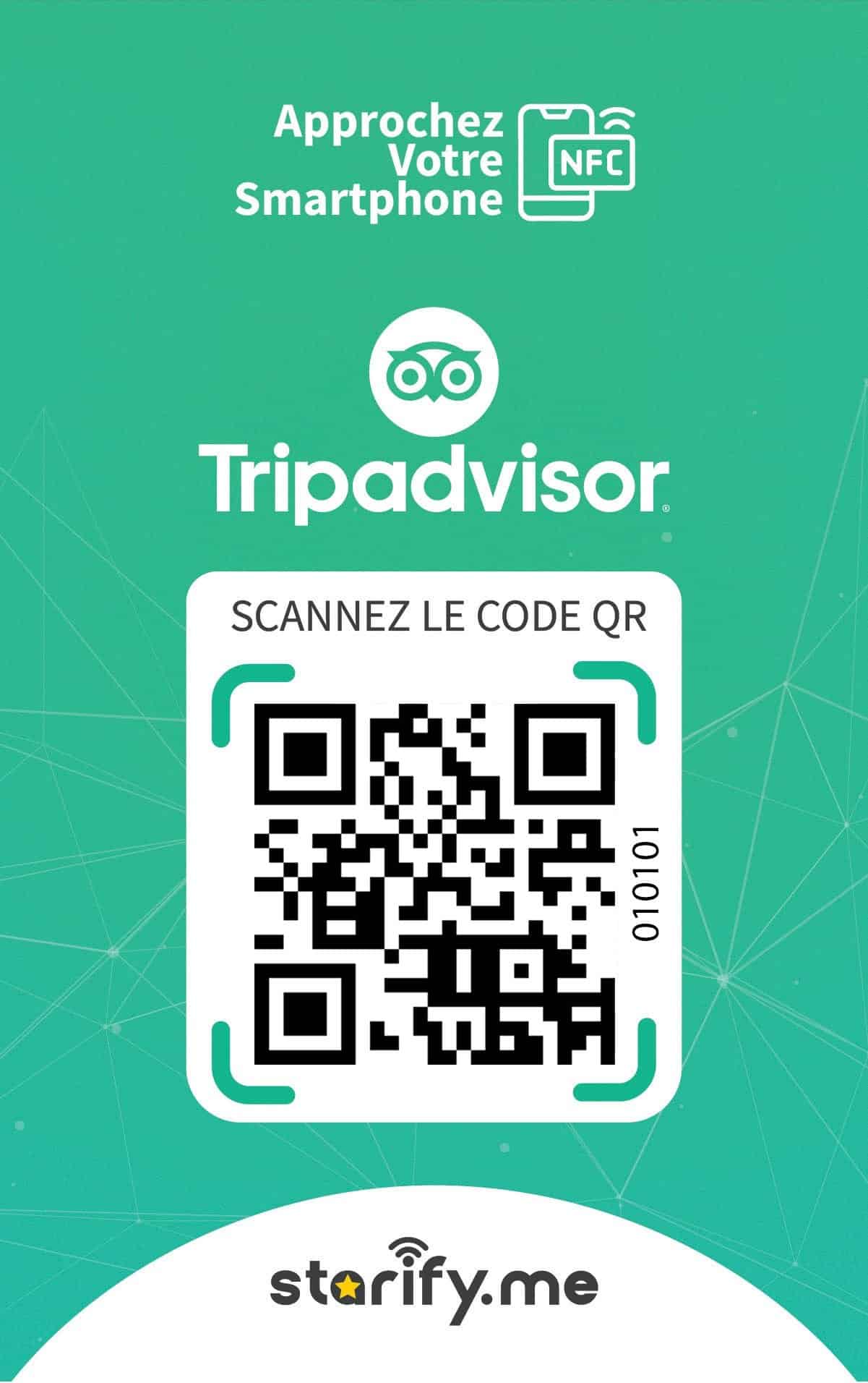 Carta Tripadvisor NFC contactless con codice QR (back)